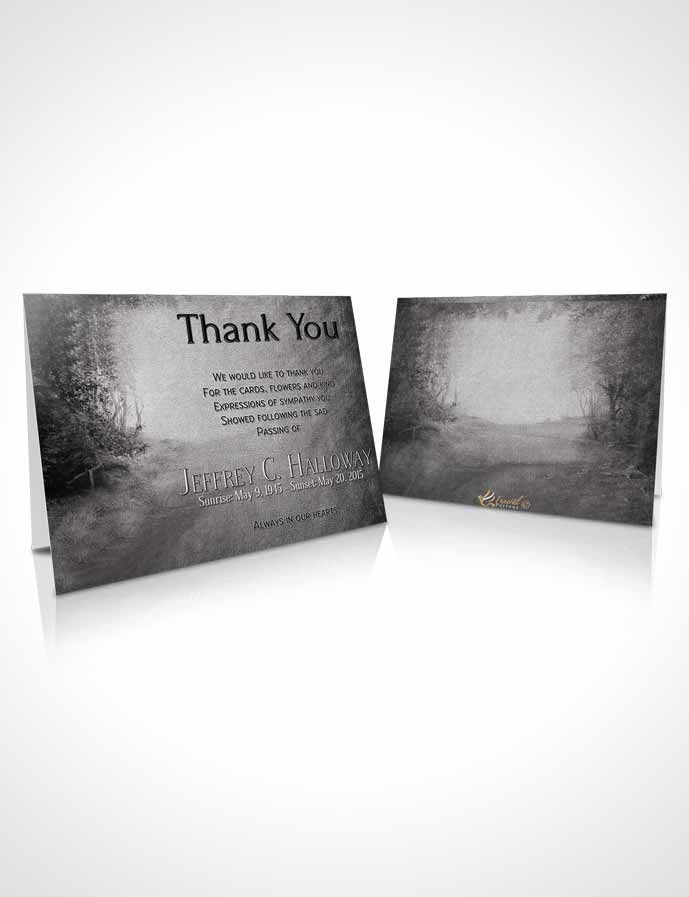 Funeral Thank You Card Template Black and White Walk in the Woods