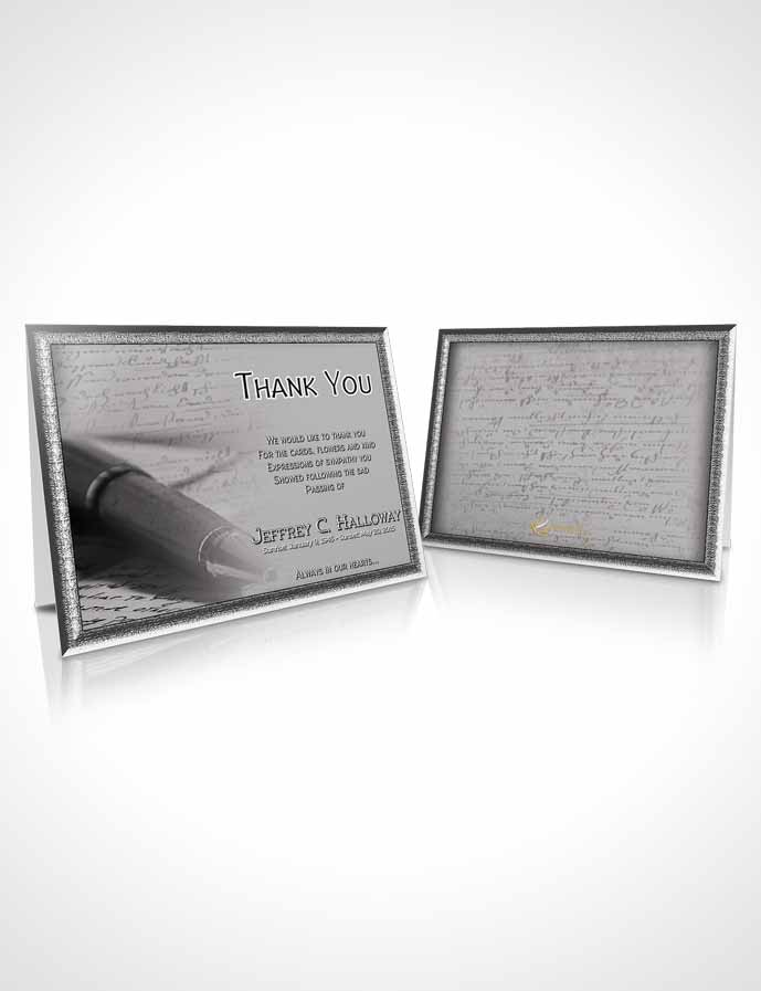 Funeral Thank You Card Template Black and White Writer