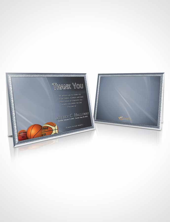 Funeral Thank You Card Template Blue Serenity Basketball Lover Dark