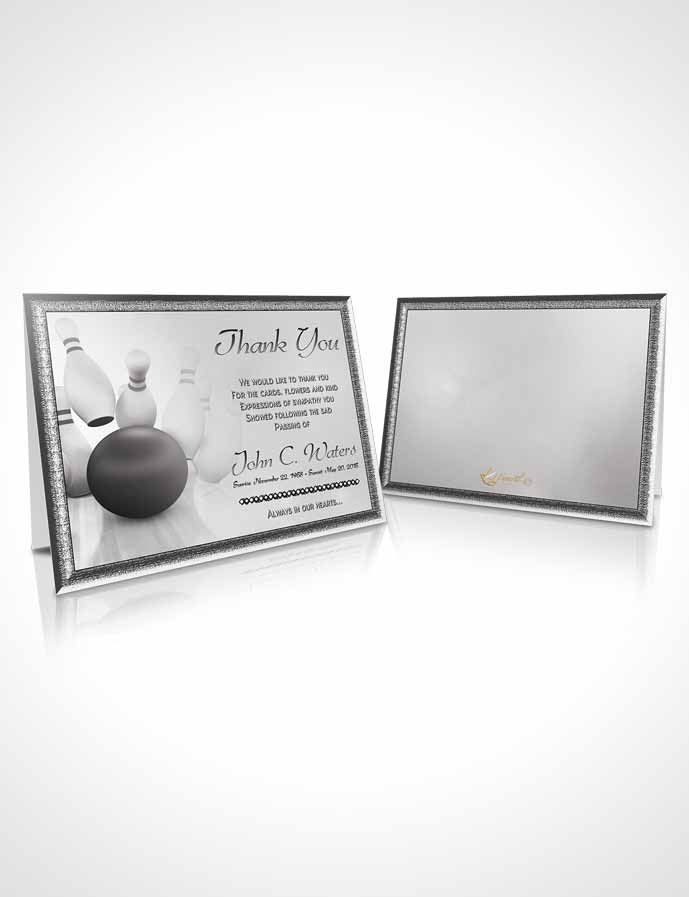 Funeral Thank You Card Template Bowling Days Black and White