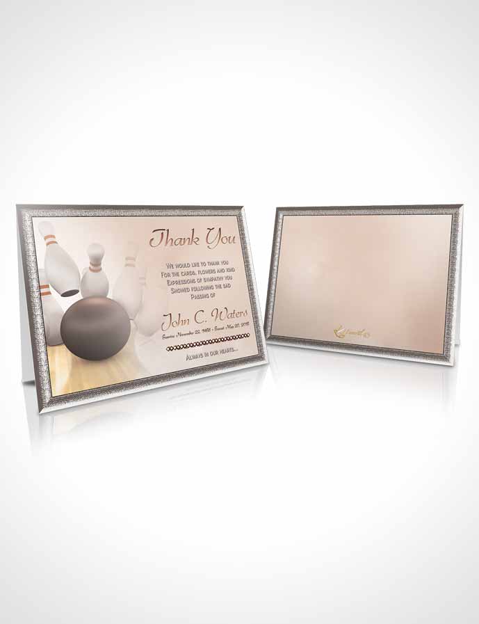 Funeral Thank You Card Template Bowling Days Golden Strike
