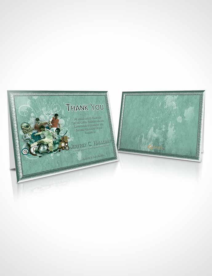 Funeral Thank You Card Template Brilliant Emerald Sky Soccer Superstar