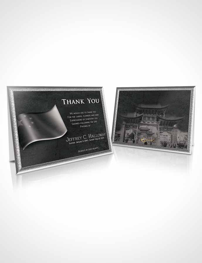 Funeral Thank You Card Template Chinese Black and White Mist