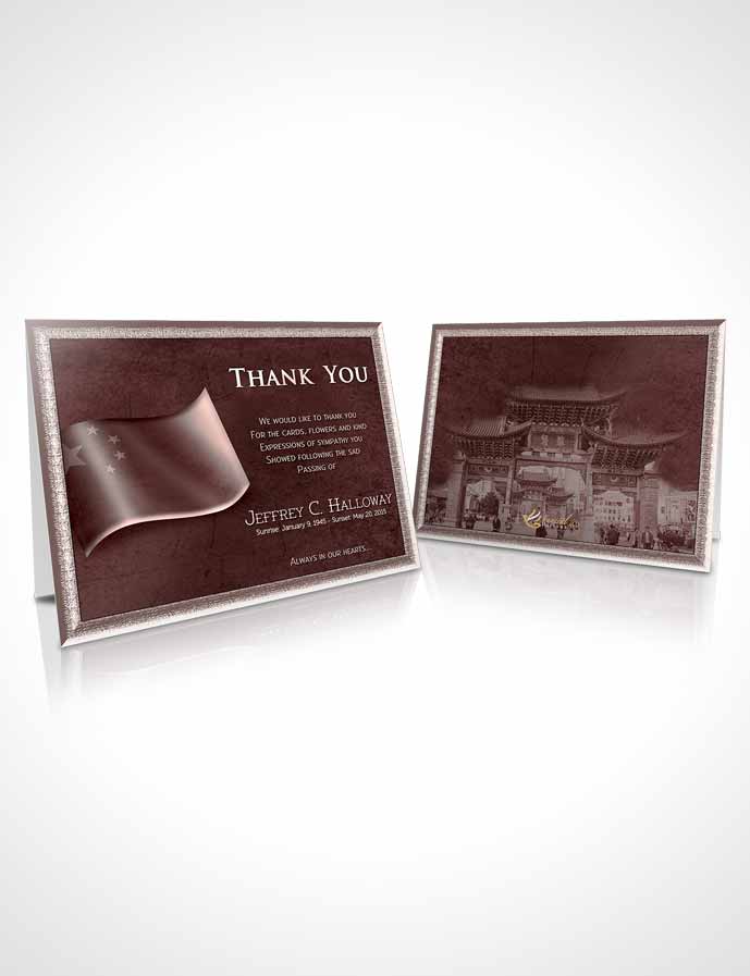 Funeral Thank You Card Template Chinese Burgundy Mist