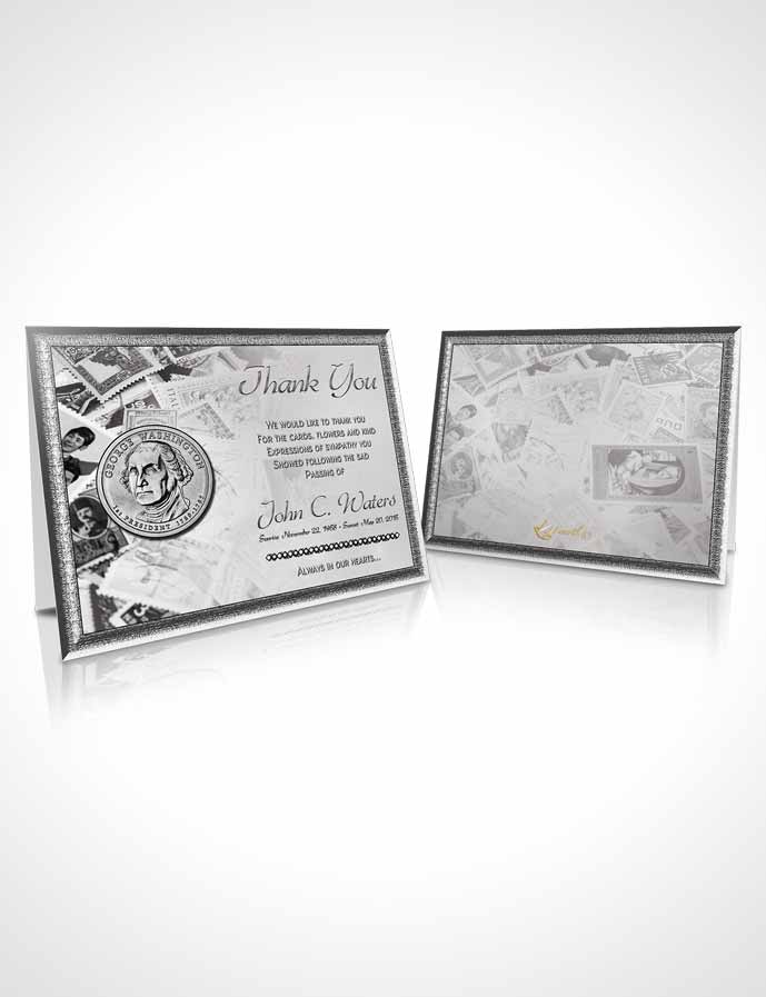 Funeral Thank You Card Template Collecting Stamps and Coins Black and White