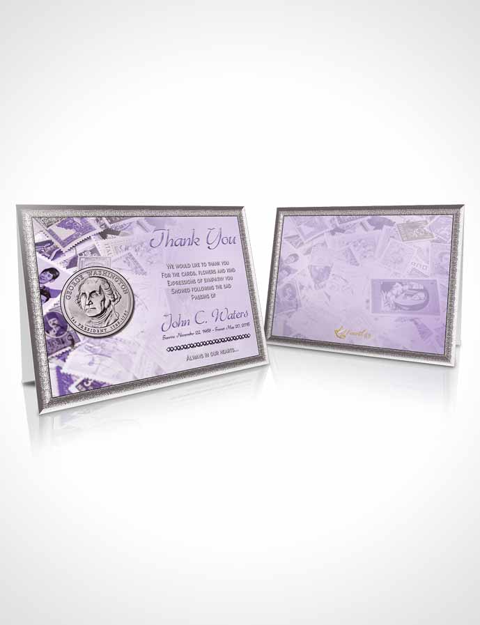 Funeral Thank You Card Template Collecting Stamps and Coins Lavender Honor