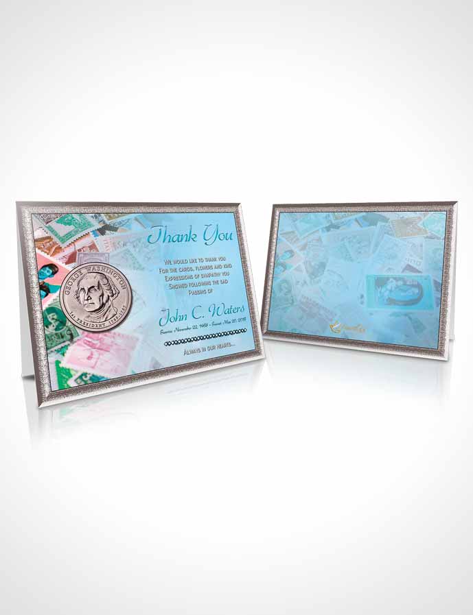 Funeral Thank You Card Template Collecting Stamps and Coins Morning Calm