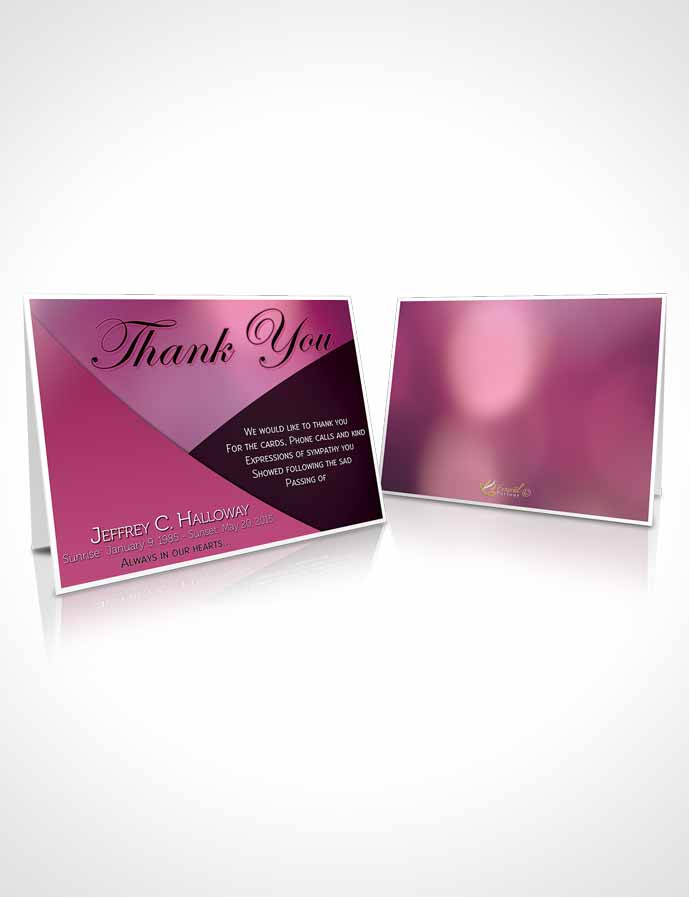Funeral Thank You Card Template Crystal Harmony Amaranth Pink Light
