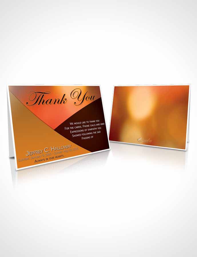 Funeral Thank You Card Template Crystal Harmony Carrot Orange Light