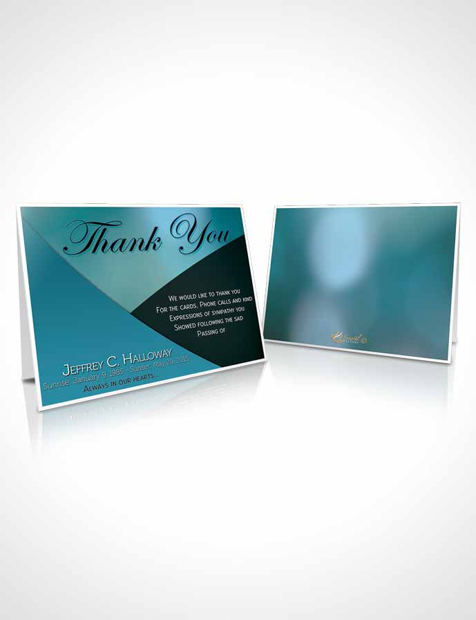Funeral Thank You Card Template Crystal Harmony Cyan Light
