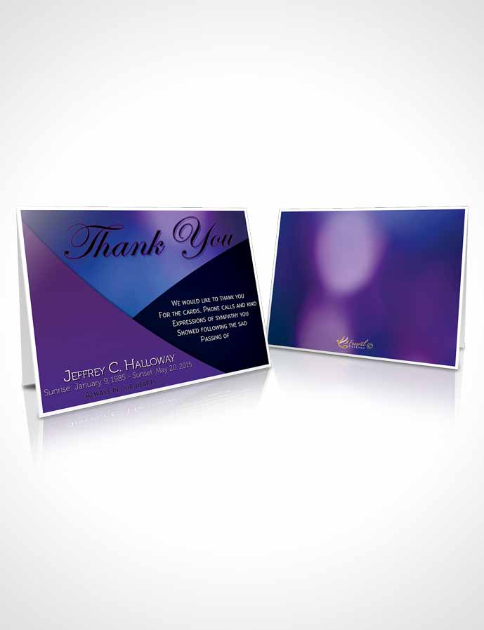 Funeral Thank You Card Template Crystal Harmony Electric Indigo Light