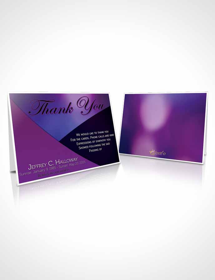 Funeral Thank You Card Template Crystal Harmony Orchid Dark