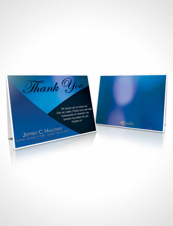 Funeral Thank You Card Template Crystal Harmony Palatinate Blue Dark