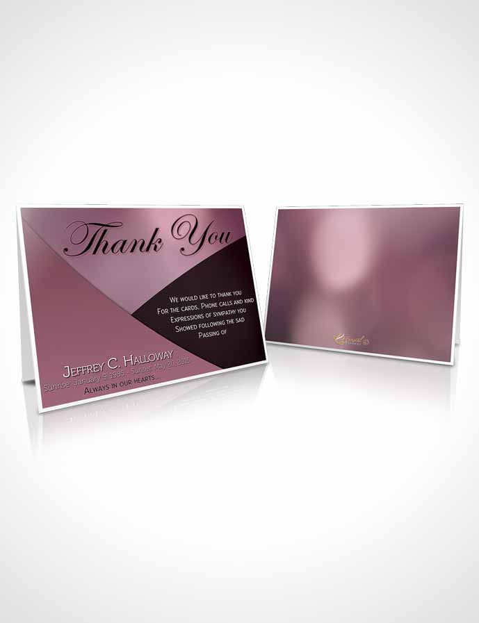 Funeral Thank You Card Template Crystal Harmony Puce Dark