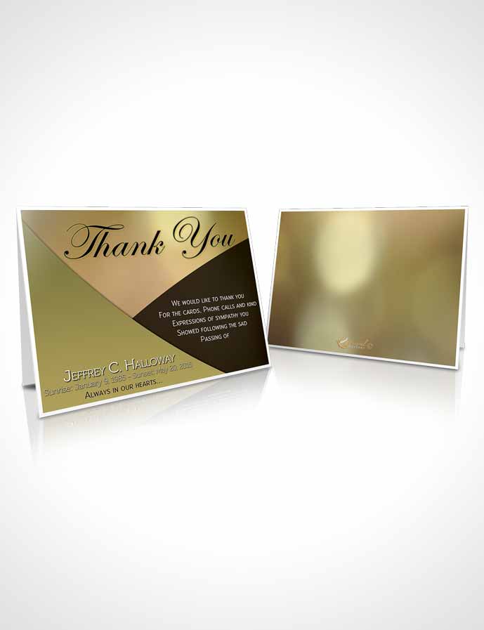 Funeral Thank You Card Template Crystal Harmony Satin Sheen Gold Dark