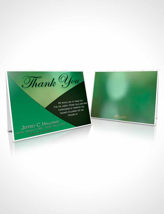 Funeral Thank You Card Template Crystal Harmony Shamrock Green Light
