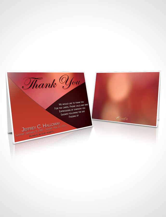 Funeral Thank You Card Template Crystal Harmony Vermilion Dark