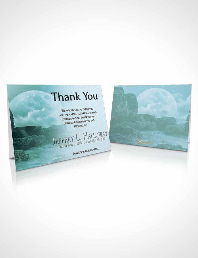 Funeral Thank You Card Template Deep Forest Rocky Moon