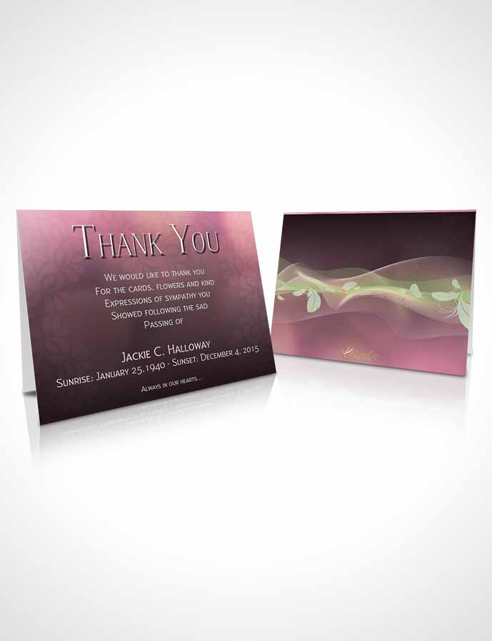 Funeral Thank You Card Template Divinity Salmon Pink Memories