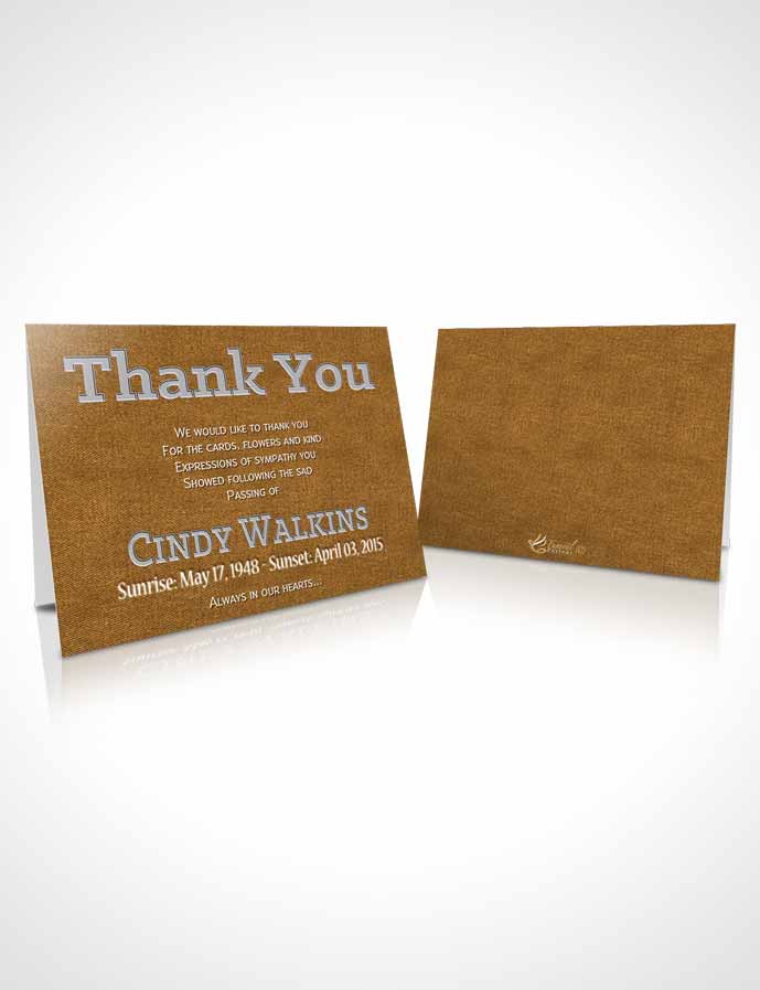 Funeral Thank You Card Template Elegant Love Golden Tigers Eye
