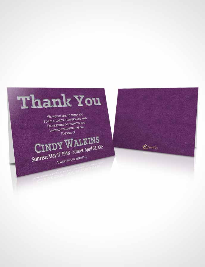 Funeral Thank You Card Template Elegant Love Sparkling Amethyst