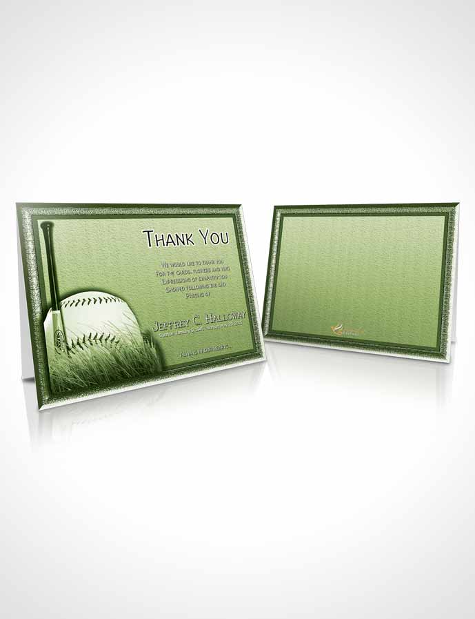 Funeral Thank You Card Template Emerald Baseball Star Dark