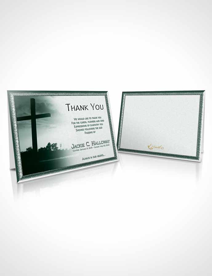 Funeral Thank You Card Template Emerald Cross in the Sky