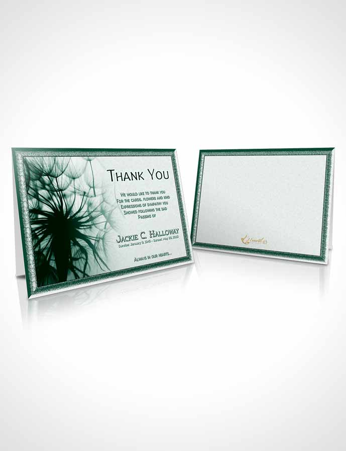 Funeral Thank You Card Template Emerald Dandelion Heaven