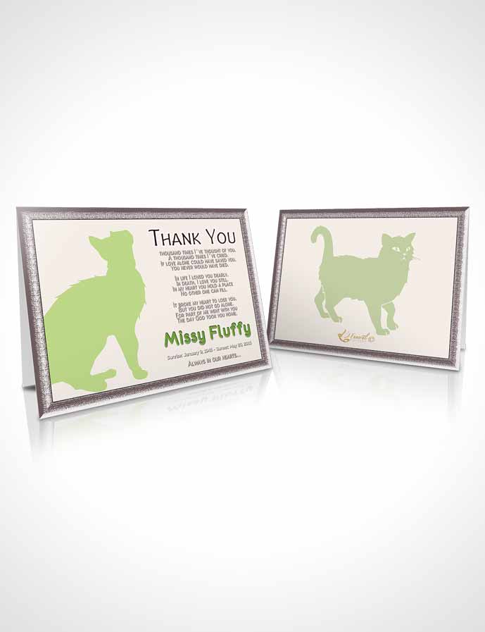Funeral Thank You Card Template Emerald Fluffy Cat