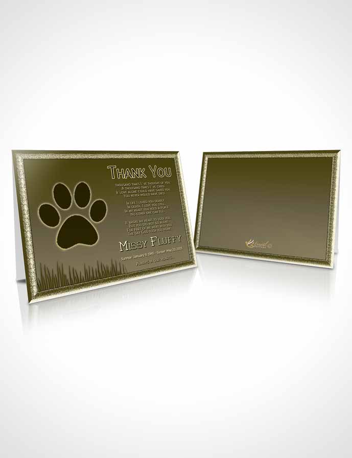 Funeral Thank You Card Template Emerald Fluffy Kitty