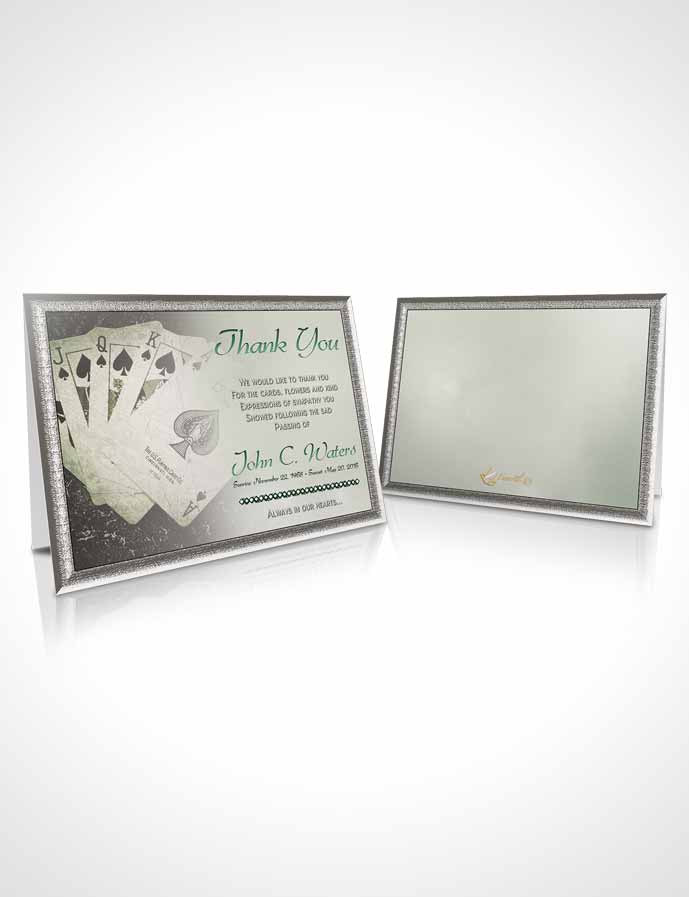 Funeral Thank You Card Template Emerald King of Hands