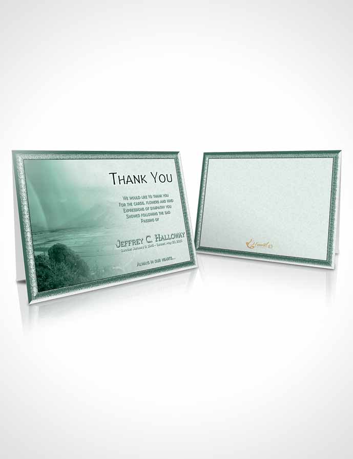 Funeral Thank You Card Template Emerald Misty Mountain