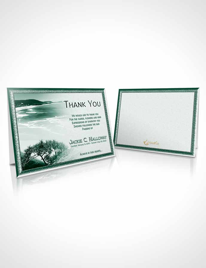 Funeral Thank You Card Template Emerald Ocean Beach