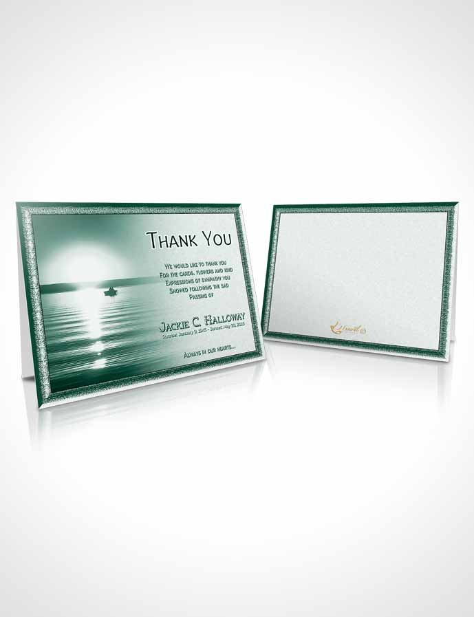 Funeral Thank You Card Template Emerald Ocean Sunset