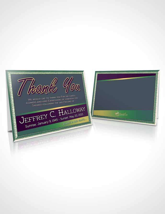Funeral Thank You Card Template Emerald Serenity Tranquility Dark