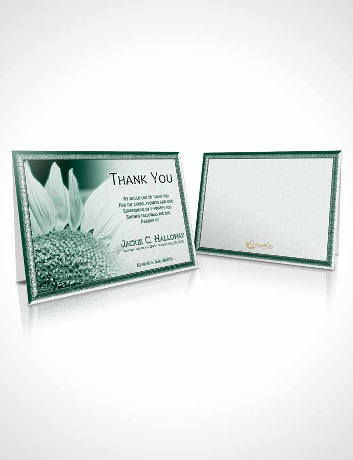 Funeral Thank You Card Template Emerald Sunflower