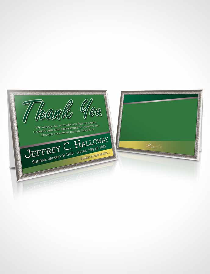Funeral Thank You Card Template Emerald Sunrise Tranquility Dark