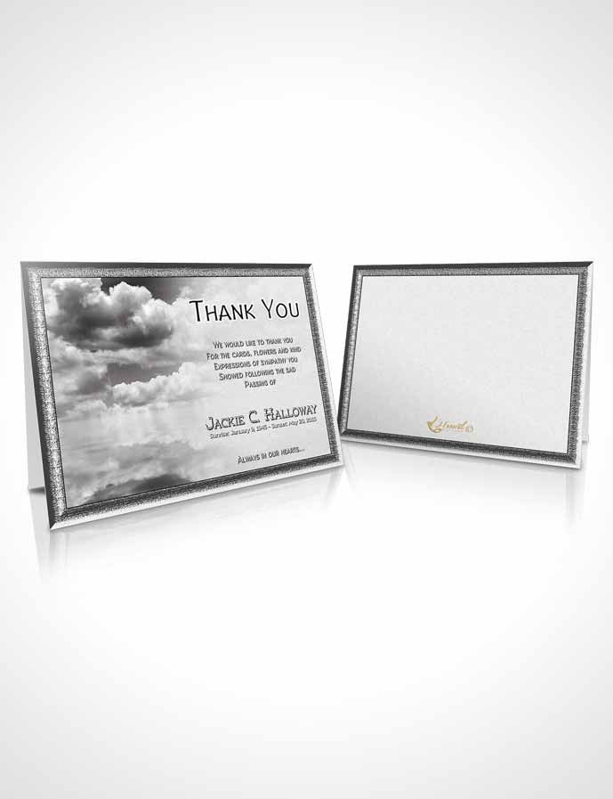 Funeral Thank You Card Template Fiery Black and White Clouds