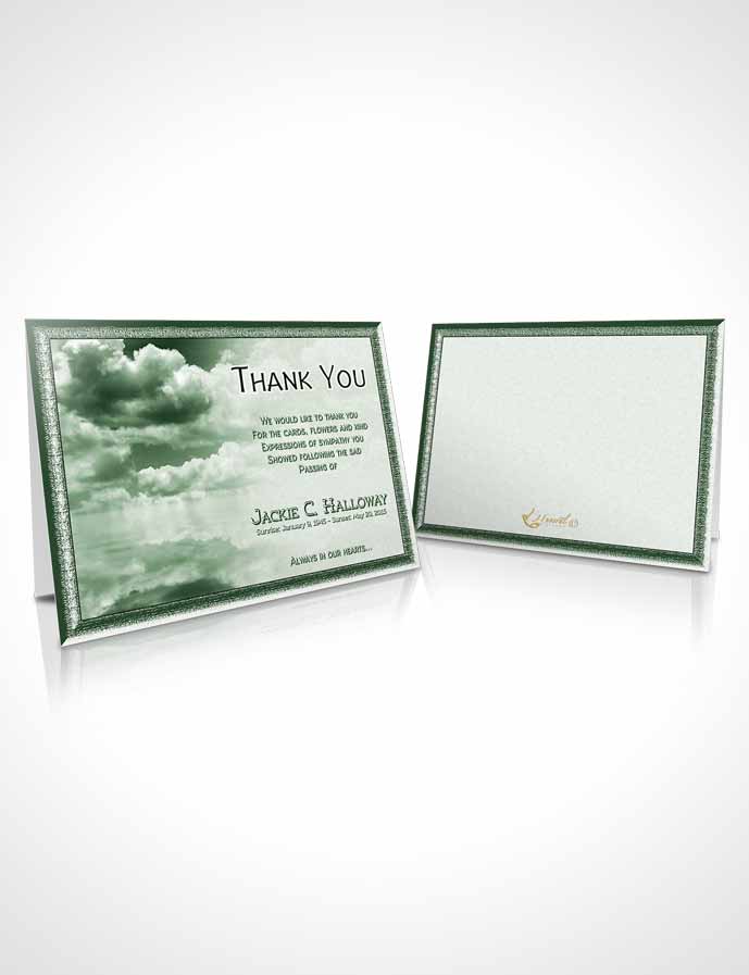 Funeral Thank You Card Template Fiery Emerald Clouds