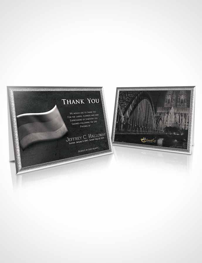 Funeral Thank You Card Template German Black and White Honor