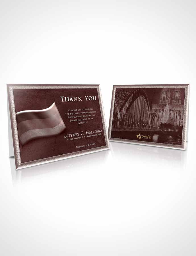 Funeral Thank You Card Template German Burgundy Honor