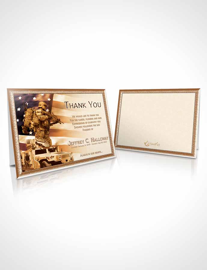Funeral Thank You Card Template Golden Army Salute