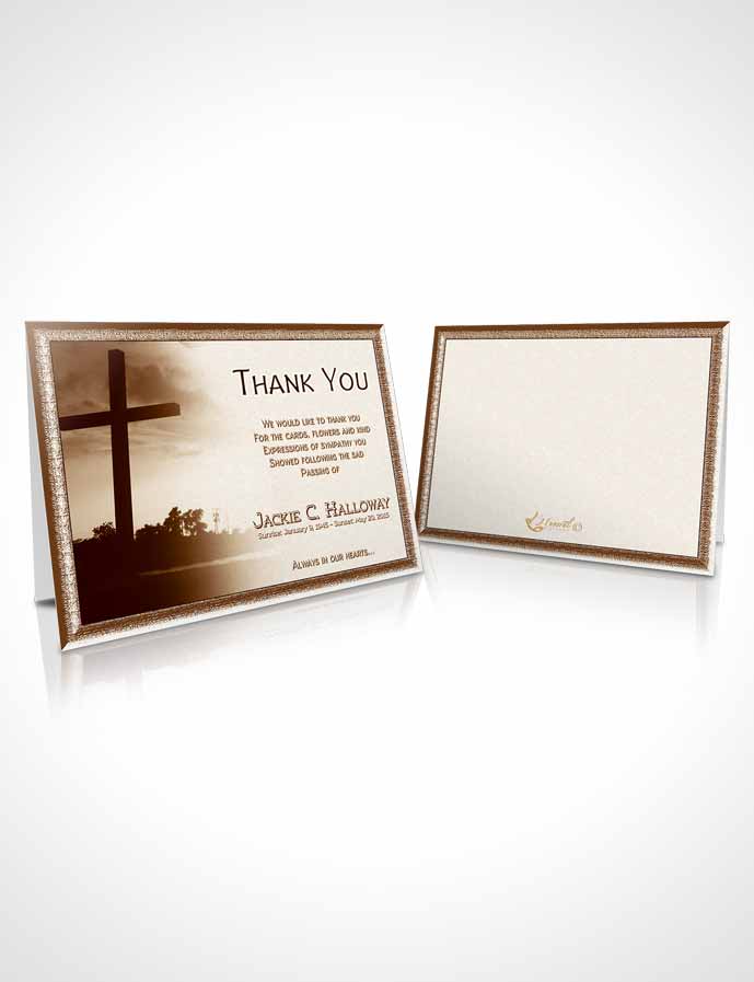 Funeral Thank You Card Template Golden Cross in the Sky