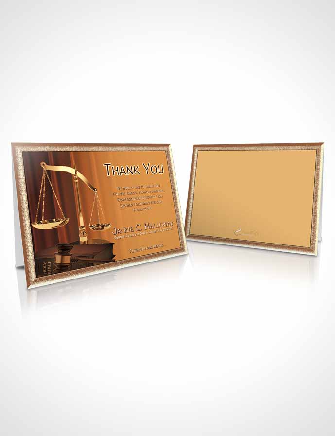 Funeral Thank You Card Template Golden Judge Justice
