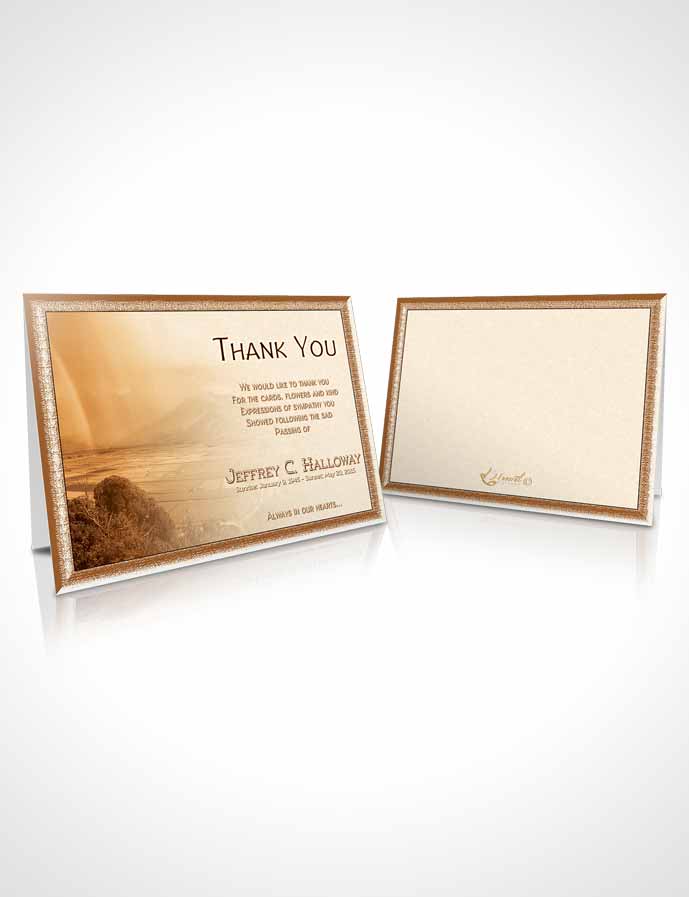 Funeral Thank You Card Template Golden Misty Mountain