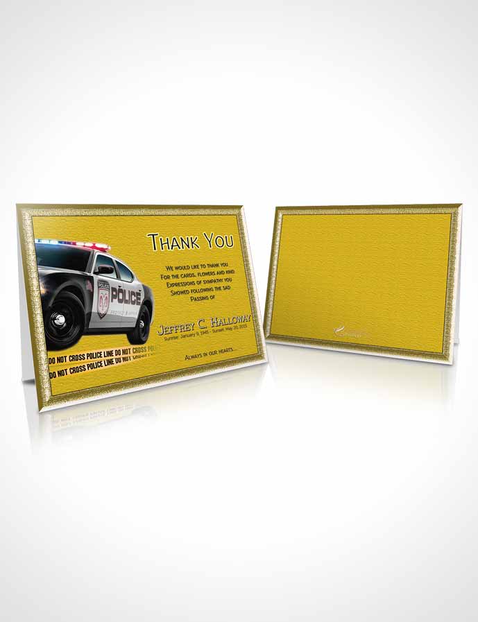 Funeral Thank You Card Template Golden Police On Duty