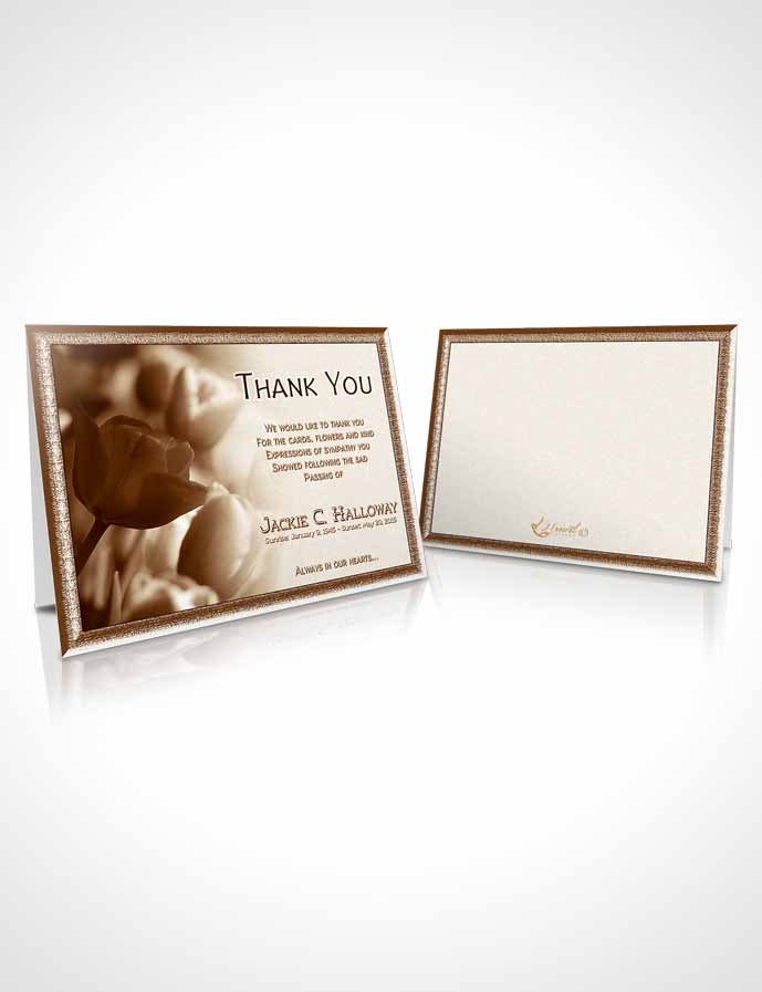 Funeral Thank You Card Template Golden Roses
