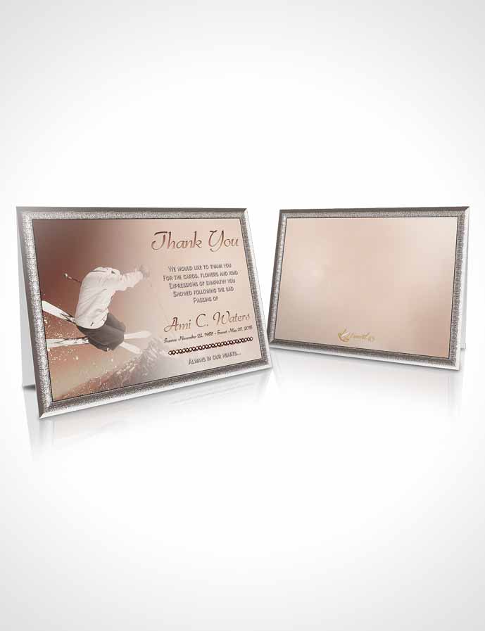 Funeral Thank You Card Template Golden Ski Jumping