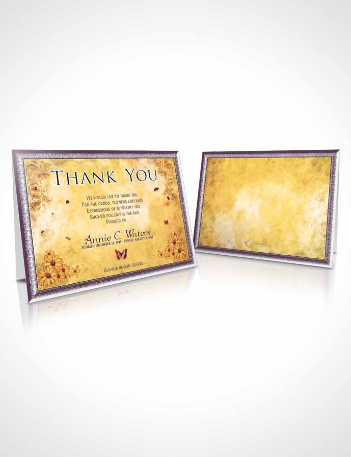 Funeral Thank You Card Template Golden Sunny Sunflowers