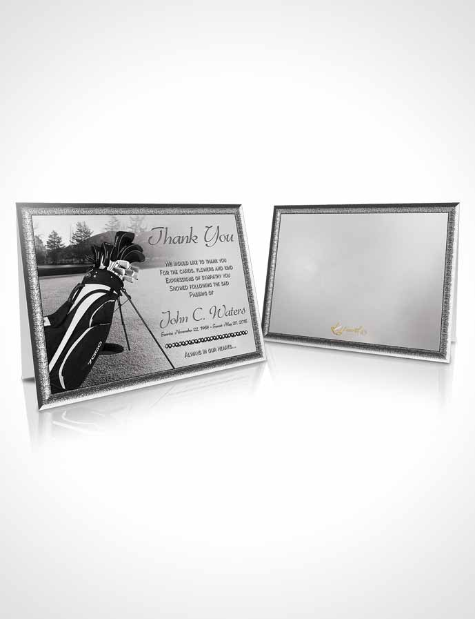 Funeral Thank You Card Template Golfing Day Black and White